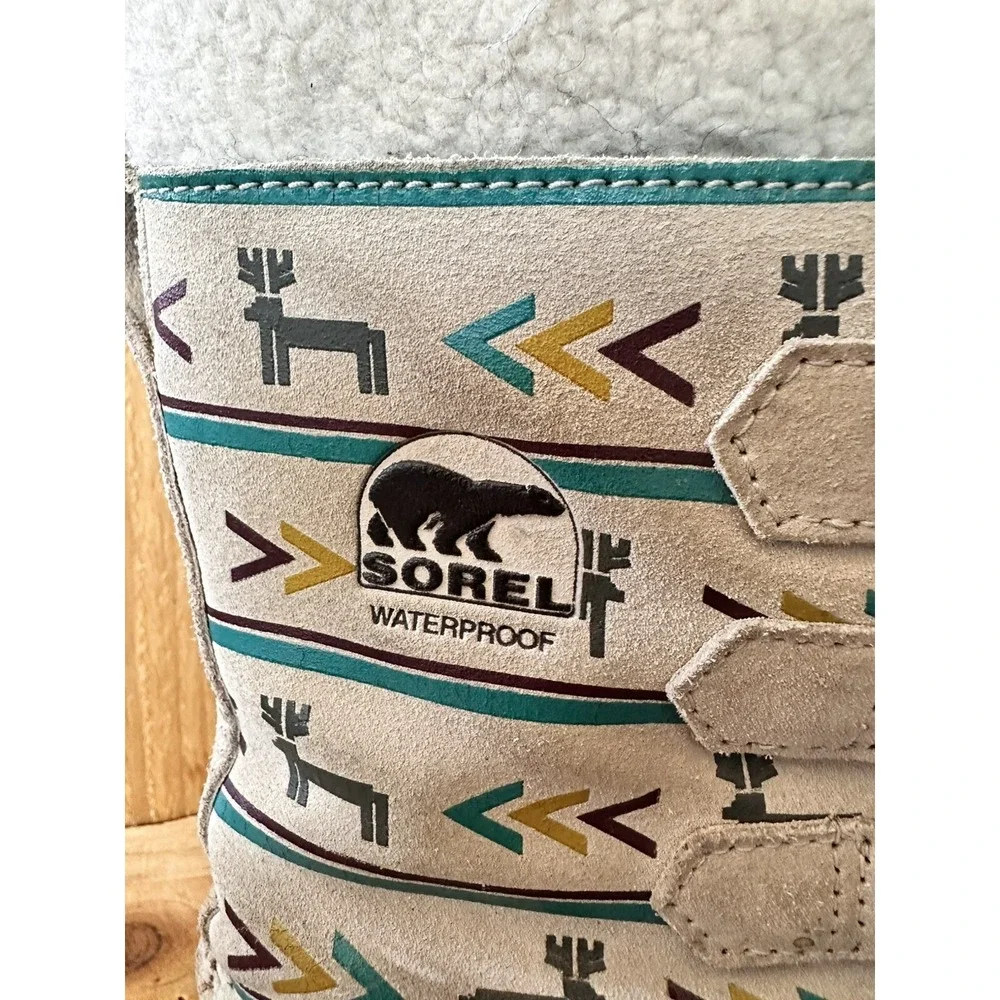 SOREL Aztec Snow Boots Deer Waterproof Insulated Sherpa Women's 6
